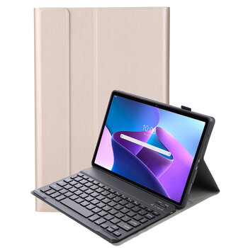 Lenovo M10 Plus (3e generatie) Hoesje Toetsenbord Hoes Luxe Keyboard Case Cover - Goud