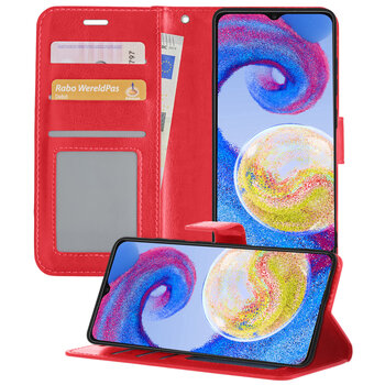 Samsung Galaxy A04s Hoesje Book Case Kunstleer Cover Hoes - Rood