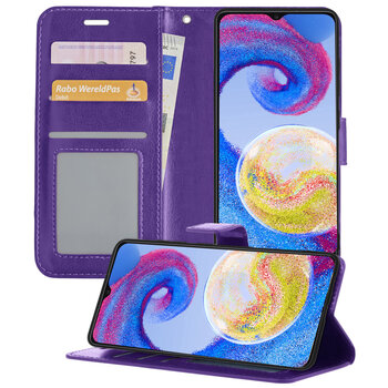 Samsung Galaxy A04s Hoesje Book Case Kunstleer Cover Hoes - Paars