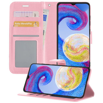 Samsung Galaxy A04s Hoesje Book Case Kunstleer Cover Hoes - Lichtroze