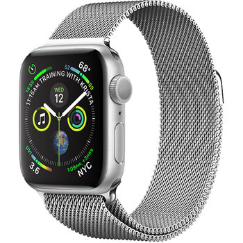 Betaalbare Hoesjes Geschikt Voor Apple Watch 8 Bandje Zilver Horloge Bandje Milanees Met Magneetsluiting (45 mm)