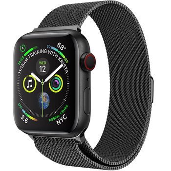 Betaalbare Hoesjes Geschikt Voor Apple Watch 8 Bandje Zwart Horloge Bandje Milanees Met Magneetsluiting (45 mm)