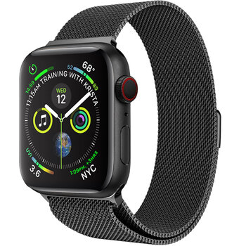 Geschikt Voor Apple Watch 8 Bandje Zwart Horloge Bandje Milanees Met Magneetsluiting (45 mm)