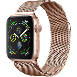 Geschikt Voor Apple Watch SE Bandje Rose Goud Horloge Bandje Milanees Met Magneetsluiting (44 mm)