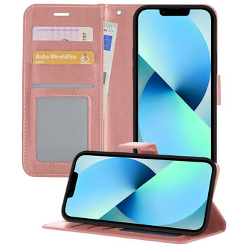 Apple iPhone 14 Pro Max Hoesje Book Case Kunstleer Cover Hoes - Rose Goud