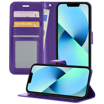 Apple iPhone 14 Pro Max Hoesje Book Case Kunstleer Cover Hoes - Paars