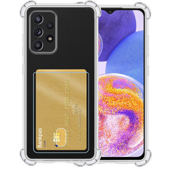 Samsung Galaxy A23 Hoesje Siliconen Hoes Case Cover met Pasjeshouder - transparant