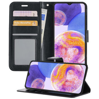 Samsung Galaxy A23 Hoesje Book Case Kunstleer Cover Hoes - Zwart