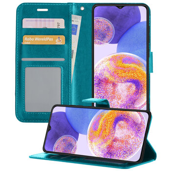 Samsung Galaxy A23 Hoesje Book Case Kunstleer Cover Hoes - Turquoise