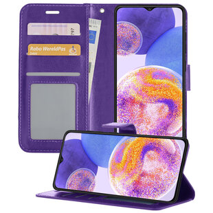 Samsung Galaxy A23 Hoesje Book Case Kunstleer Cover Hoes - Paars