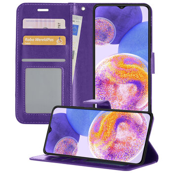 Samsung Galaxy A23 Hoesje Book Case Kunstleer Cover Hoes - Paars