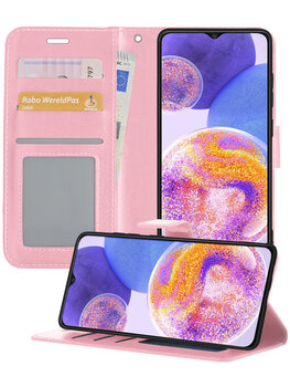 Samsung Galaxy A23 Hoesje Book Case Kunstleer Cover Hoes - Lichtroze