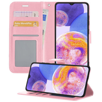 Samsung Galaxy A23 Hoesje Book Case Kunstleer Cover Hoes - Lichtroze