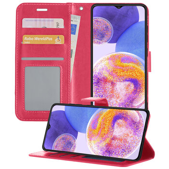 Samsung Galaxy A23 Hoesje Book Case Kunstleer Cover Hoes - Donkerroze