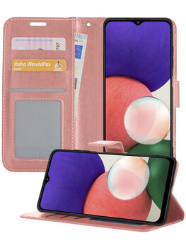 Samsung Galaxy M22 Hoesje Book Case Kunstleer Cover Hoes - Rose goud