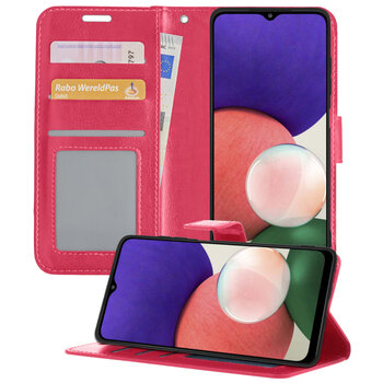 Samsung Galaxy M22 Hoesje Book Case Kunstleer Cover Hoes - Donkerroze