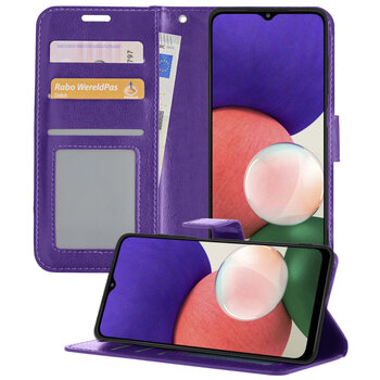 Samsung Galaxy M22 Hoesje Book Case Kunstleer Cover Hoes - Paars