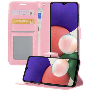 Samsung Galaxy M22 Hoesje Book Case Kunstleer Cover Hoes - Lichtroze