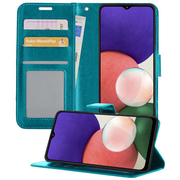 Samsung Galaxy M22 Hoesje Book Case Kunstleer Cover Hoes - Turquoise