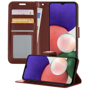 Samsung Galaxy M22 Hoesje Book Case Kunstleer Cover Hoes - Bruin