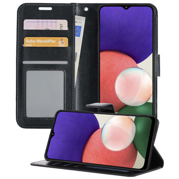 Samsung Galaxy M22 Hoesje Book Case Kunstleer Cover Hoes - Zwart