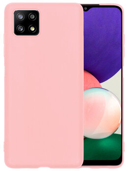 Samsung Galaxy M22 Hoesje Siliconen Hoes Case Cover - Lichtroze