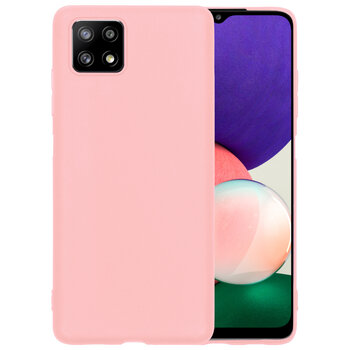 Samsung Galaxy M22 Hoesje Siliconen Hoes Case Cover - Lichtroze