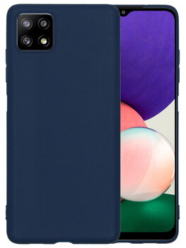 Samsung Galaxy M22 Hoesje Siliconen Hoes Case Cover - Donkerblauw