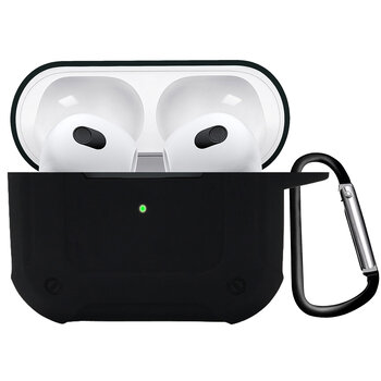 Airpods 3 Hoesje Case Shock Hoes Geschikt voor Apple AirPods 3 Case Hoesje Met Clip - Zwart