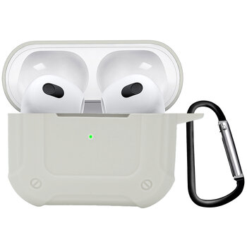 Airpods 3 Hoesje Case Shock Hoes Geschikt voor Apple AirPods 3 Case Hoesje Met Clip - Wit