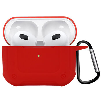 Airpods 3 Hoesje Case Shock Hoes Geschikt voor Apple AirPods 3 Case Hoesje Met Clip - Rood