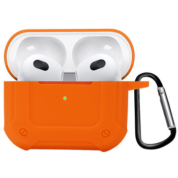 Airpods 3 Hoesje Case Shock Hoes Geschikt voor Apple AirPods 3 Case Hoesje Met Clip - Oranje