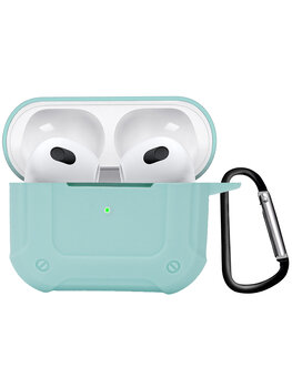 Airpods 3 Hoesje Case Shock Hoes Geschikt voor Apple AirPods 3 Case Hoesje Met Clip - Mint