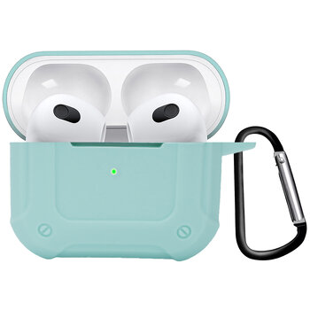 Airpods 3 Hoesje Case Shock Hoes Geschikt voor Apple AirPods 3 Case Hoesje Met Clip - Mint