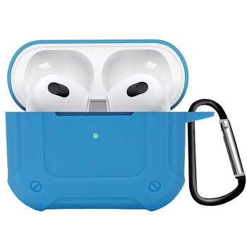 Airpods 3 Hoesje Case Shock Hoes Geschikt voor Apple AirPods 3 Case Hoesje Met Clip - Licht Blauw