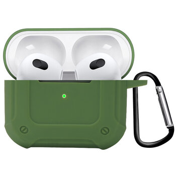 Airpods 3 Hoesje Case Shock Hoes Geschikt voor Apple AirPods 3 Case Hoesje Met Clip - Groen