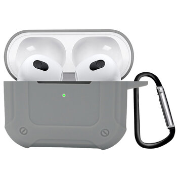 Airpods 3 Hoesje Case Shock Hoes Geschikt voor Apple AirPods 3 Case Hoesje Met Clip - Grijs