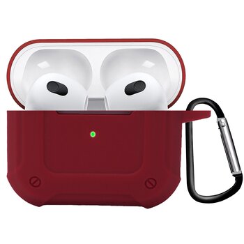 Airpods 3 Hoesje Case Shock Hoes Geschikt voor Apple AirPods 3 Case Hoesje Met Clip - Donker Rood