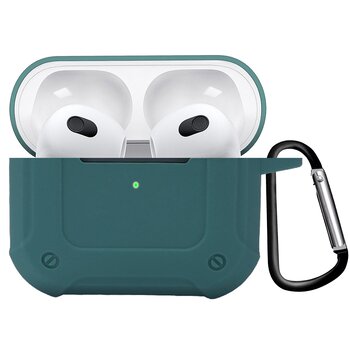 Airpods 3 Hoesje Case Shock Hoes Geschikt voor Apple AirPods 3 Case Hoesje Met Clip - Donker Groen