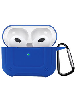 Airpods 3 Hoesje Case Shock Hoes Geschikt voor Apple AirPods 3 Case Hoesje Met Clip - Donker Blauw