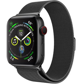 Betaalbare Hoesjes Geschikt Voor Apple Watch 7 Bandje Zwart Horloge Bandje Milanees Met Magneetsluiting (45 mm)