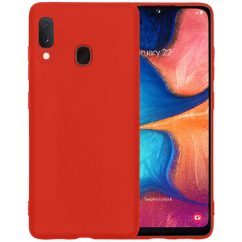 Samsung Galaxy A20e Hoesje Siliconen Hoes Case Cover - Rood