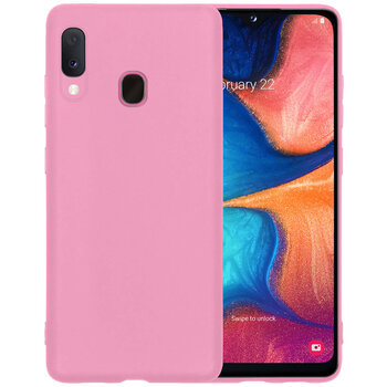 Samsung Galaxy A20e Hoesje Siliconen Hoes Case Cover - Lichtroze