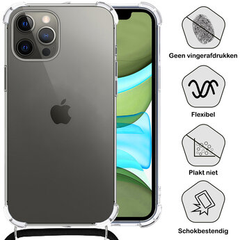 Apple iPhone 11 Pro Hoesje Met Koord Hoes Siliconen Case - Transparant