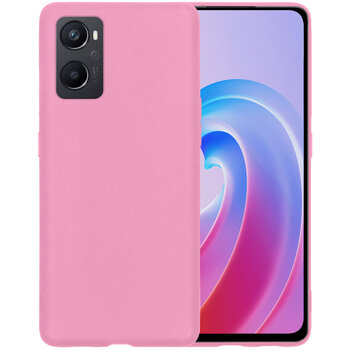 Oppo A96 Hoesje Siliconen Hoes Case Cover - Lichtroze