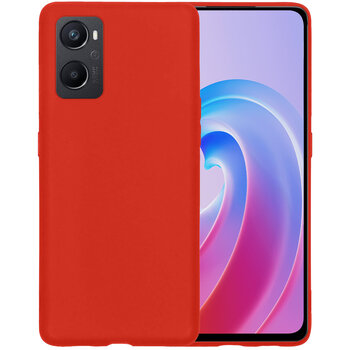 Oppo A96 Hoesje Siliconen Hoes Case Cover - Rood