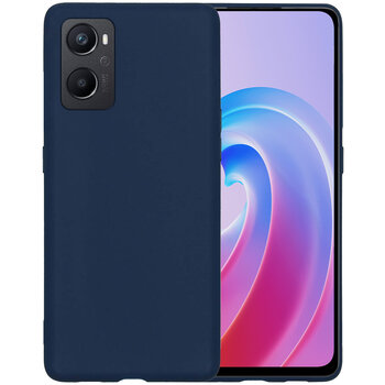 Oppo A96 Hoesje Siliconen Hoes Case Cover - Donkerblauw