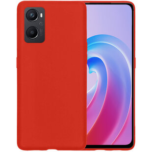 Oppo A76 Hoesje Siliconen Hoes Case Cover - Rood