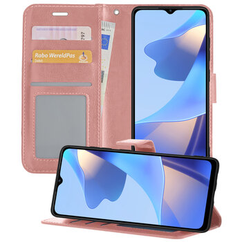 OPPO A16S Hoesje Book Case Kunstleer Cover Hoes - Rose Goud