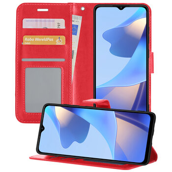 OPPO A16S Hoesje Book Case Kunstleer Cover Hoes - Rood